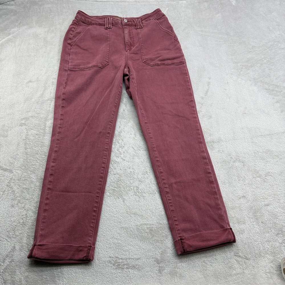 Judy Blue Utility Pants Women 9/29 Burgundy Garment Dyed Cuffed Earthy Boho Core